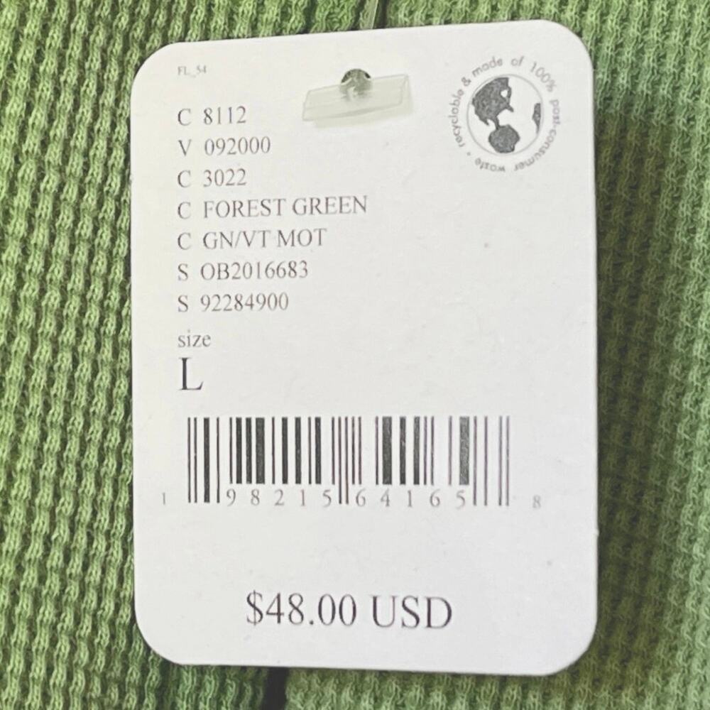 New We the Free Easy Does it Tee Thermal Womens Size L Green Textured Tiny Hole - Picture 9 of 14